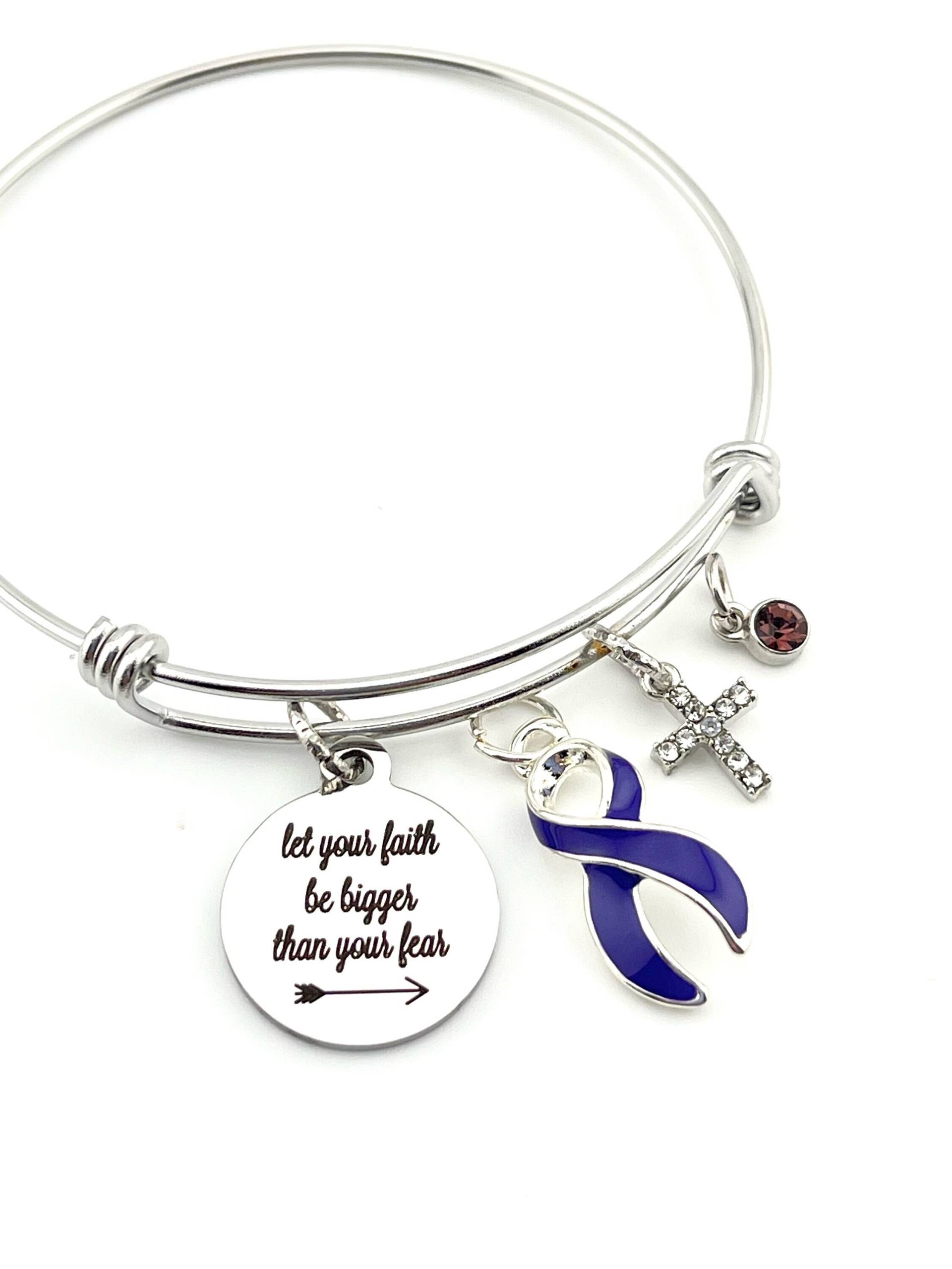 Violet Purple Ribbon Bettelarmband/Glaube Größer Als Die Angst Hodgkin's Lymphoma Survivor Awareness Armband Krebs Überlebender von RockYourCauseJewelry