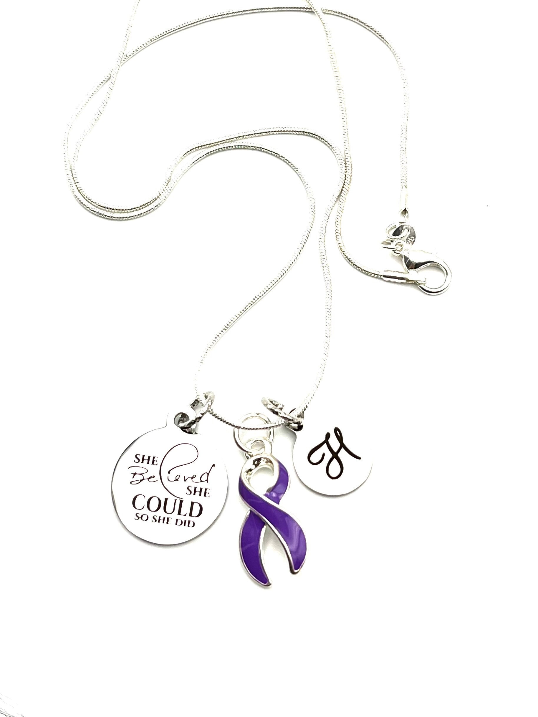Violet Purple Ribbon Halskette - Sie Glaubte, Sie Könnte Hodgkin's Lymphom/Hodgkin Survivor Geschenk von RockYourCauseJewelry