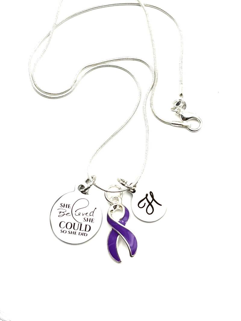 Violet Purple Ribbon Halskette - Sie Glaubte, Sie Könnte Hodgkin's Lymphom/Hodgkin Survivor Geschenk von RockYourCauseJewelry