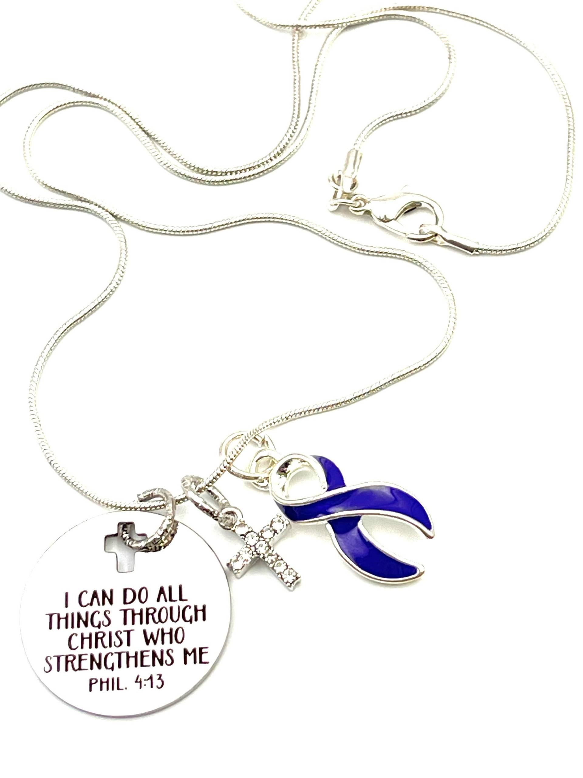 Violet Ribbon Halskette - Ich Kann Alles Durch Christus Tun Hodgkin's Lymphoma Cancer Survivor von RockYourCauseJewelry