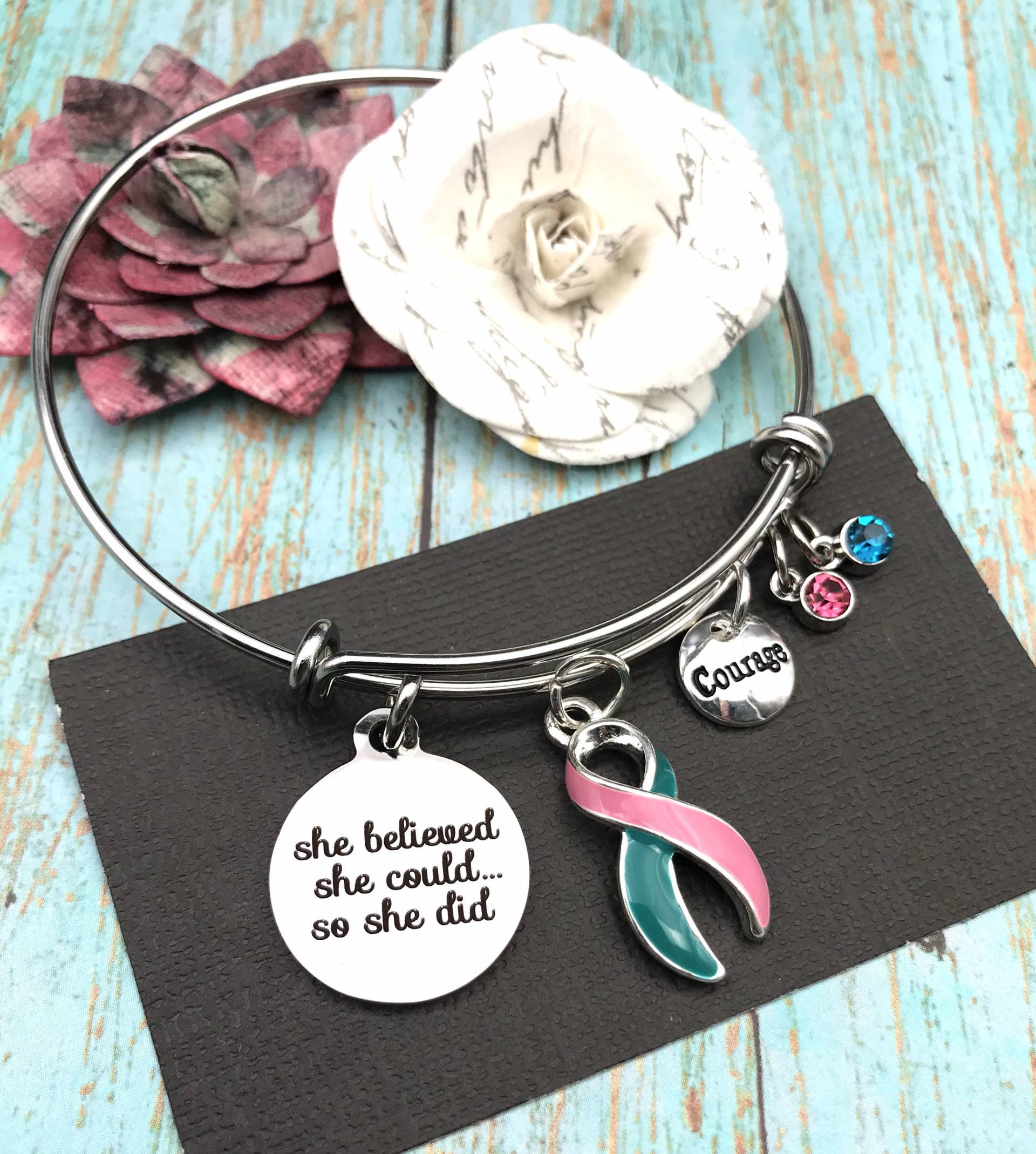 Wähle Jede Bandfarbe Aus - Sie Glaubte, Könnte Es Sein/Survivor Charm Armband von RockYourCauseJewelry