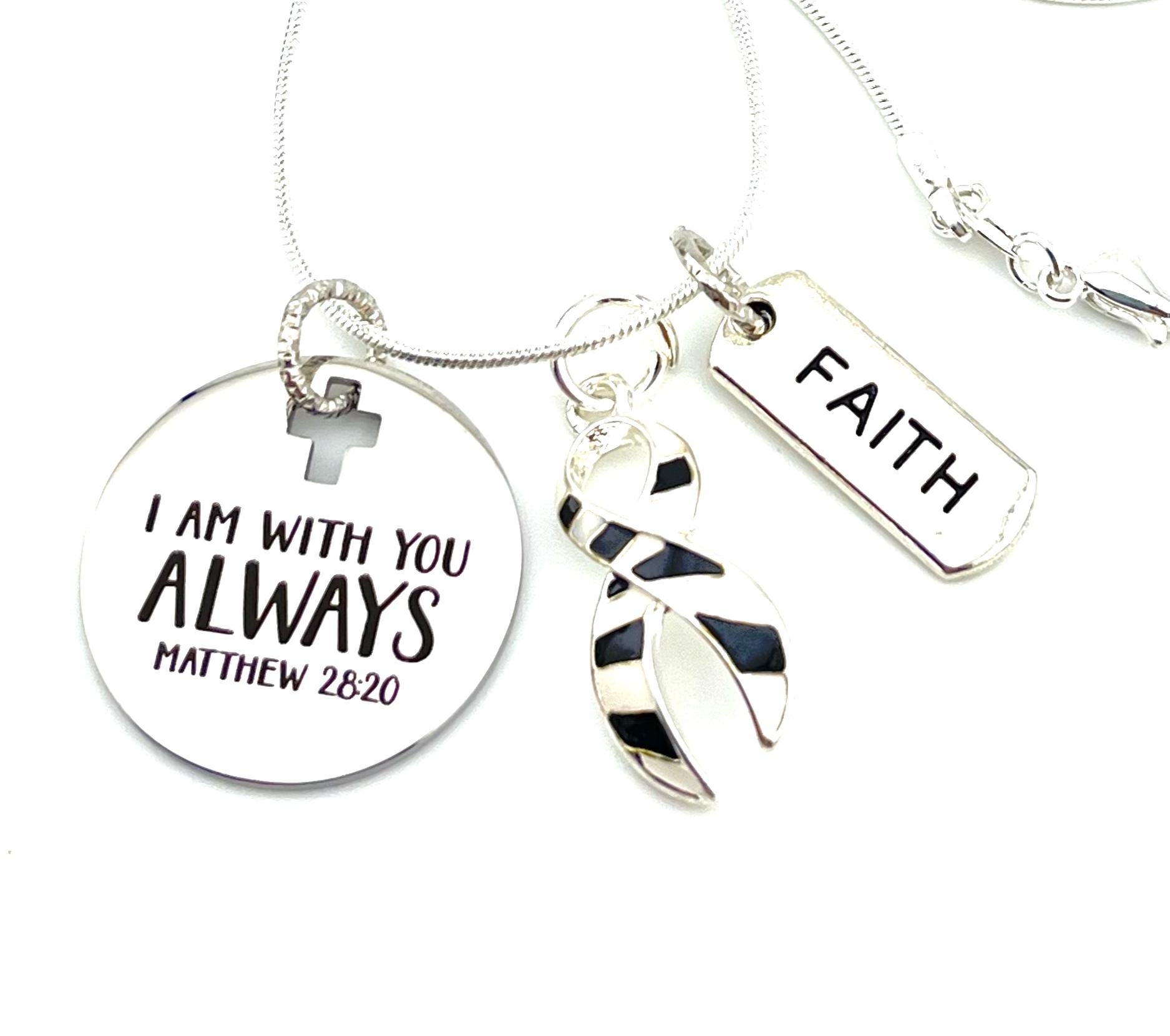 Zebra Ribbon Halskette - Matthäus 2820 Ich Bin Immer Bei Dir von RockYourCauseJewelry