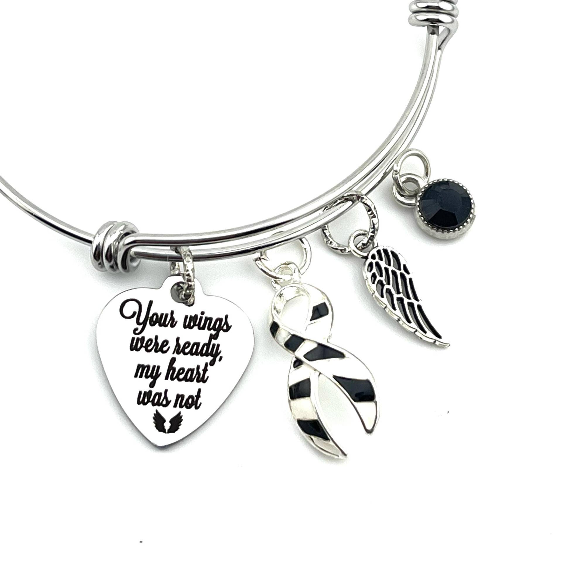 Zebra Ribbon Sympathy Armband - Your Wings Were Bereit Endokriner Krebs, Karzinoider Neuroendokriner Immunsystem, Erinnerung von RockYourCauseJewelry