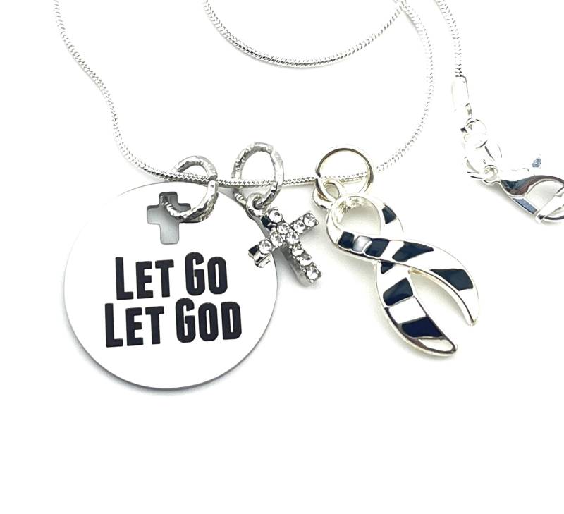 Zebrastreifen-Anhänger-Halskette/Let Go God Karzinoider Und Neuroendokrinon von RockYourCauseJewelry