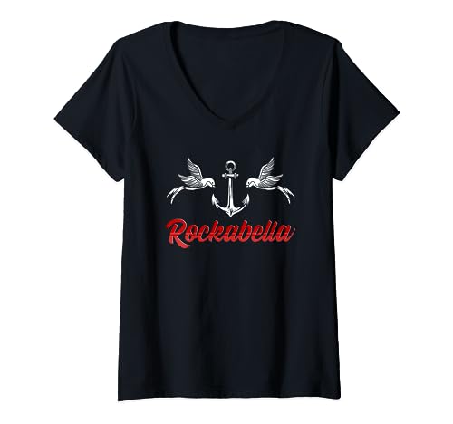 Rockabilly Girl Rockabella T-Shirt mit V-Ausschnitt von Rockabella Geschenk Outfits
