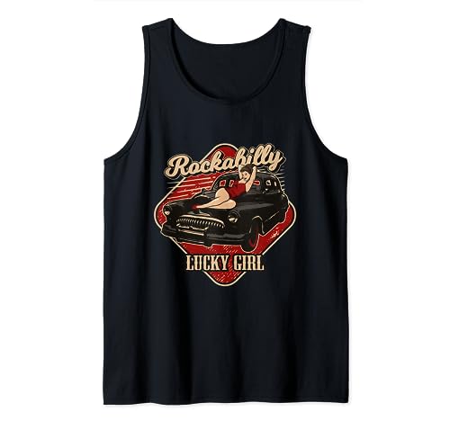 Rockabilly Hot Rod Oldtimer Lucky Girl Tattoo Pin-Up Tank Top von Rockabella und Rockabilly Geschenk Shop