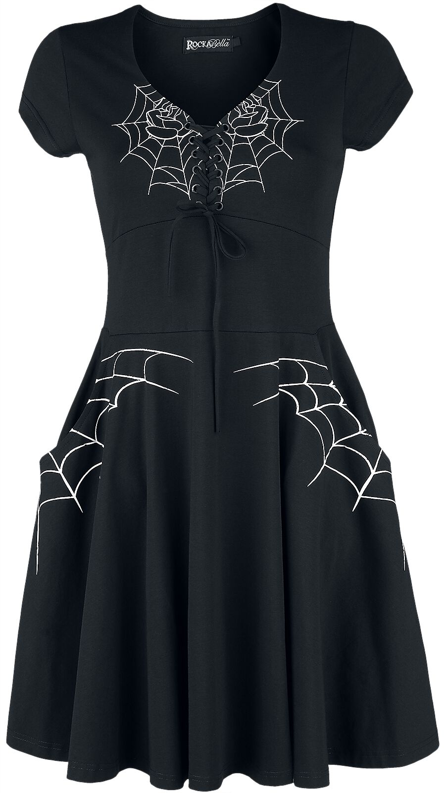 Rockabella Black Widow Dress Kurzes Kleid schwarz weiß in M von Rockabella