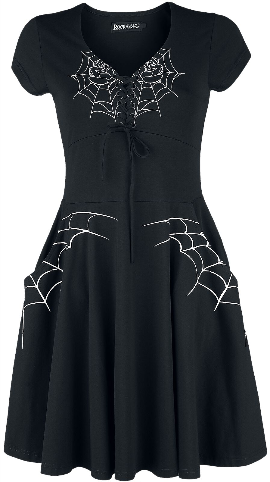 Rockabella Black Widow Dress Kurzes Kleid schwarz weiß in XL von Rockabella