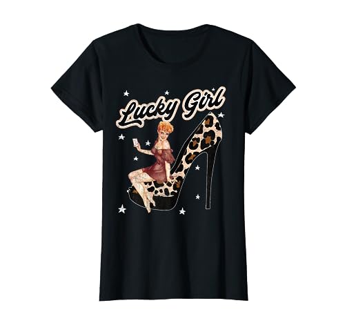 Rockabilly Vintage Retro Lucky Girl Tattoo High Heel Pin Up T-Shirt von Rockabilly Girls and Boys