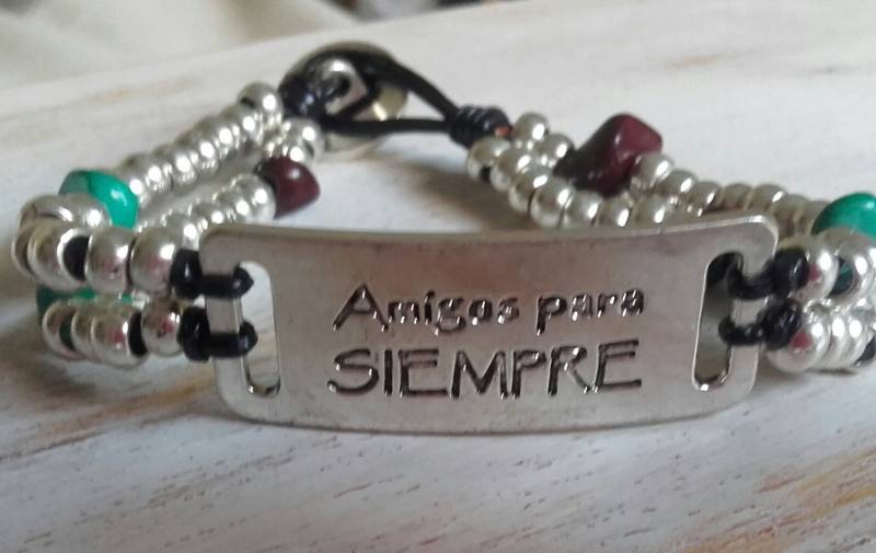 Armband Silber Kugeln Quarz Leder Unixes Nachricht 30 Off Prozent Rabatt Amistat von RockandRoseBijou