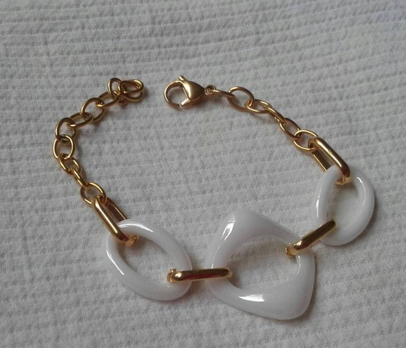 Gold Ton Stahl Kette Armband Kombiniert Mit Nacar Bellisima Exclusiba Calabrotes 30 Rabatt Von Ihnen von RockandRoseBijou