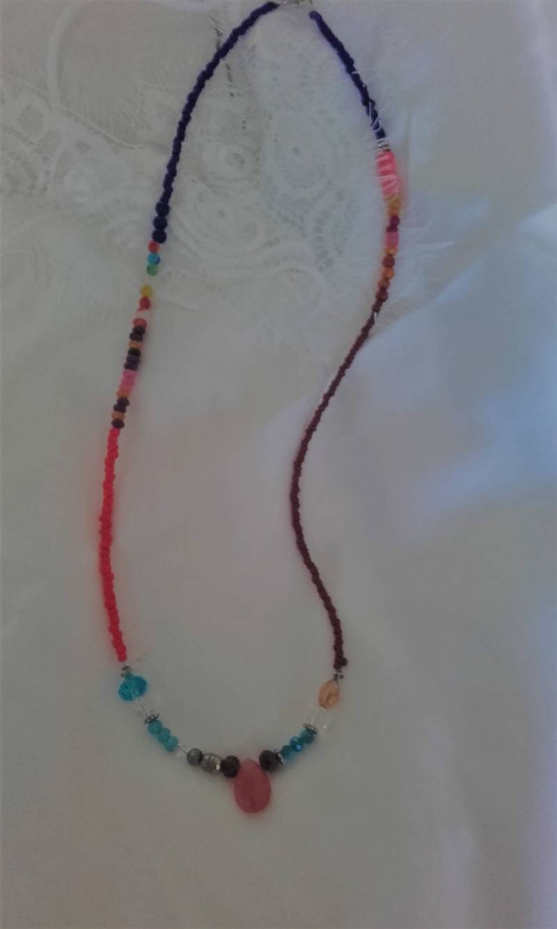 Granit Halskette Verschiedene Ton Facettierte Glasstücke Töneagatas Anhänger Tropfen Quarz Sandia Facettiertes Geschenk Von Ella Beauty Promotion von RockandRoseBijou