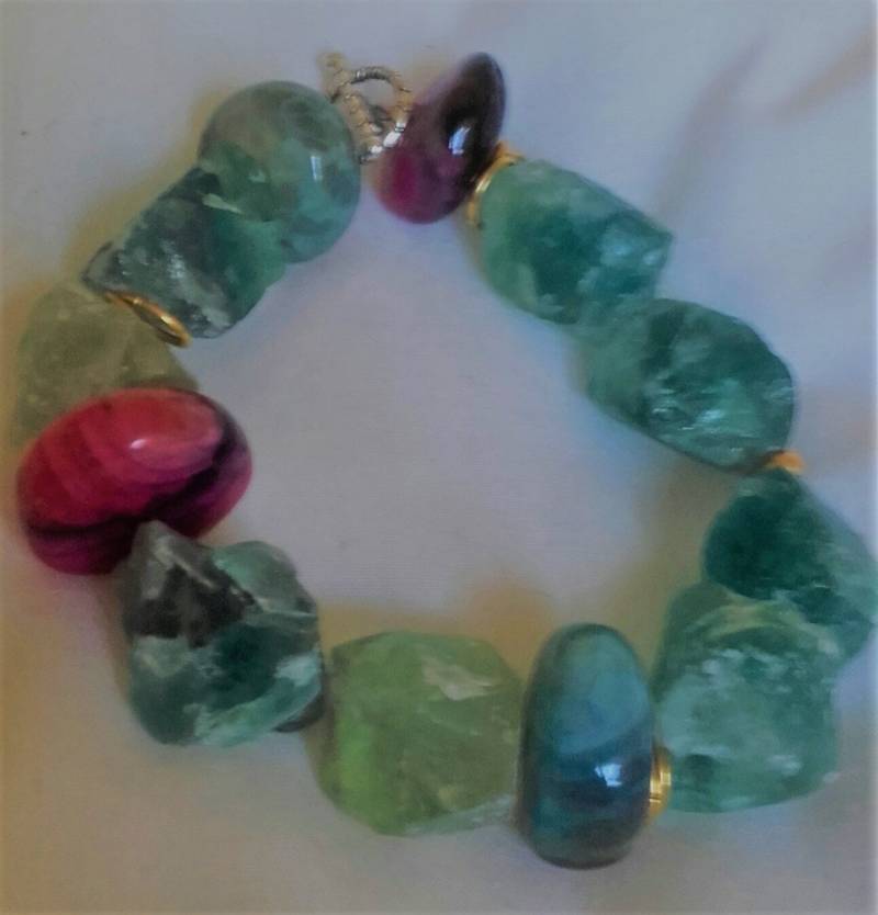 Hochwertige Quarz Armband Unregelmäßige Rasposos Vetas Farben Jenuinos, Agatas Donut Joyeria Geburtstag 30 Off Rabatt Juwel von RockandRoseBijou