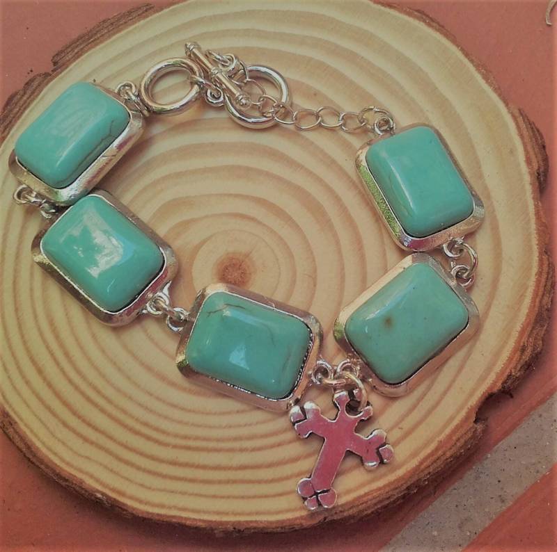 Howilta Silber Rahmen Rectangulos Armband Anhänger Kreuz Zamak Esiritual Licht Frauen Teens Liebe Frieden Erweiterung Varia Maßnahmen von RockandRoseBijou