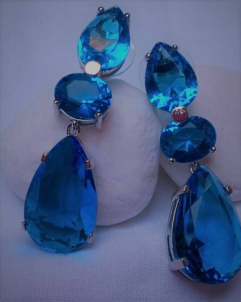 Ohrringe Tropfen Kugel in Medium Crystal Facetedjoyeria Silber 925 Topas Der Liebe Licht Engagement Frauen Schöne Ohrring von RockandRoseBijou