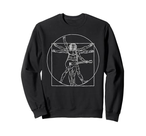 Cooler Vitruvian Man Da Vinci Perfect Rocker mit Gitarre Sweatshirt Cooler Vitruvian Man Da Vinci Perfect Rocker mit Gitarre Sweatshirt von Vintage Vitruvian man with a guitar for musicians