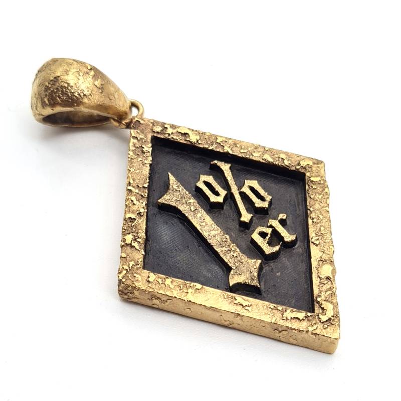 1% Anhänger Aus 925 Sterling Silber Mit 23, 8 Karat Vergoldet Sinner13 One Percenter Outlaw Rustikal von Rockerschmuck666