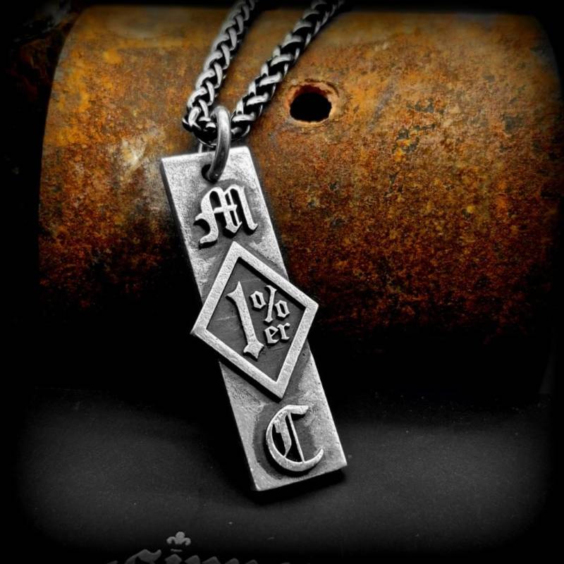 1%er Anhänger Aus 925 Sterling Silber Mc One Percenter Outlaw Rustikal von Rockerschmuck666