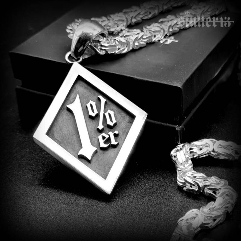 1%er Anhänger Aus 925 Sterling Silber Sinner13 One Percenter Outlaw Hochglanzpoliert von Rockerschmuck666
