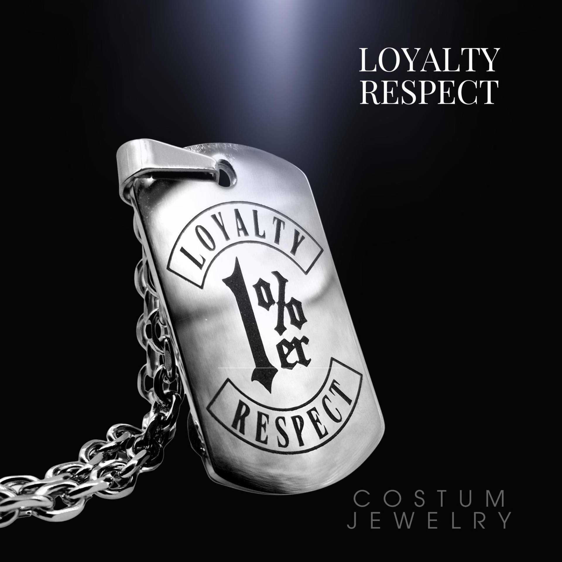 1%er Anhänger Mit Kette Edelstahl Loyalty Respect Outlaw Rockerschmuck, Bikerschmuck von Rockerschmuck666
