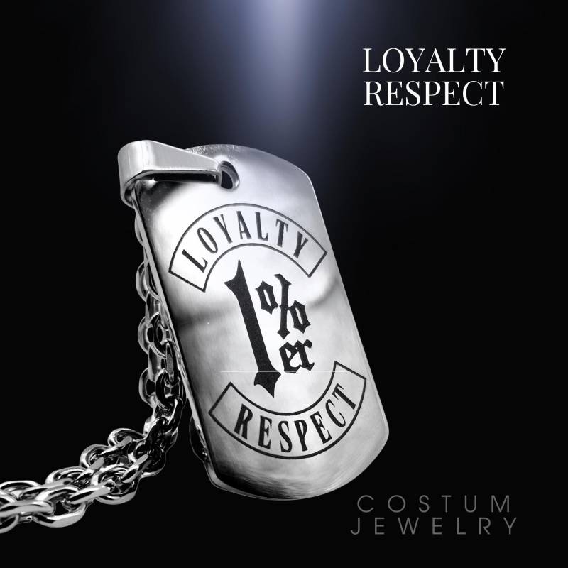 1%er Anhänger Mit Kette Edelstahl Loyalty Respect Outlaw Rockerschmuck, Bikerschmuck von Rockerschmuck666
