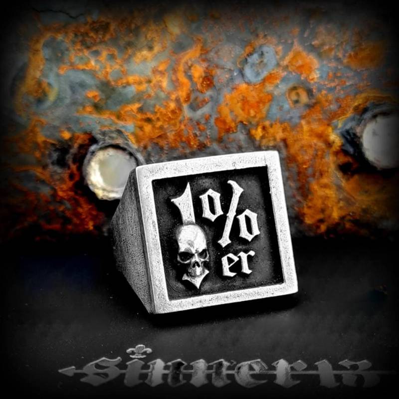 1 %er Ring Totenkopf Aus 925 Sterling Silber Outlaw Rockerschmuck Bikerschmuck von Rockerschmuck666