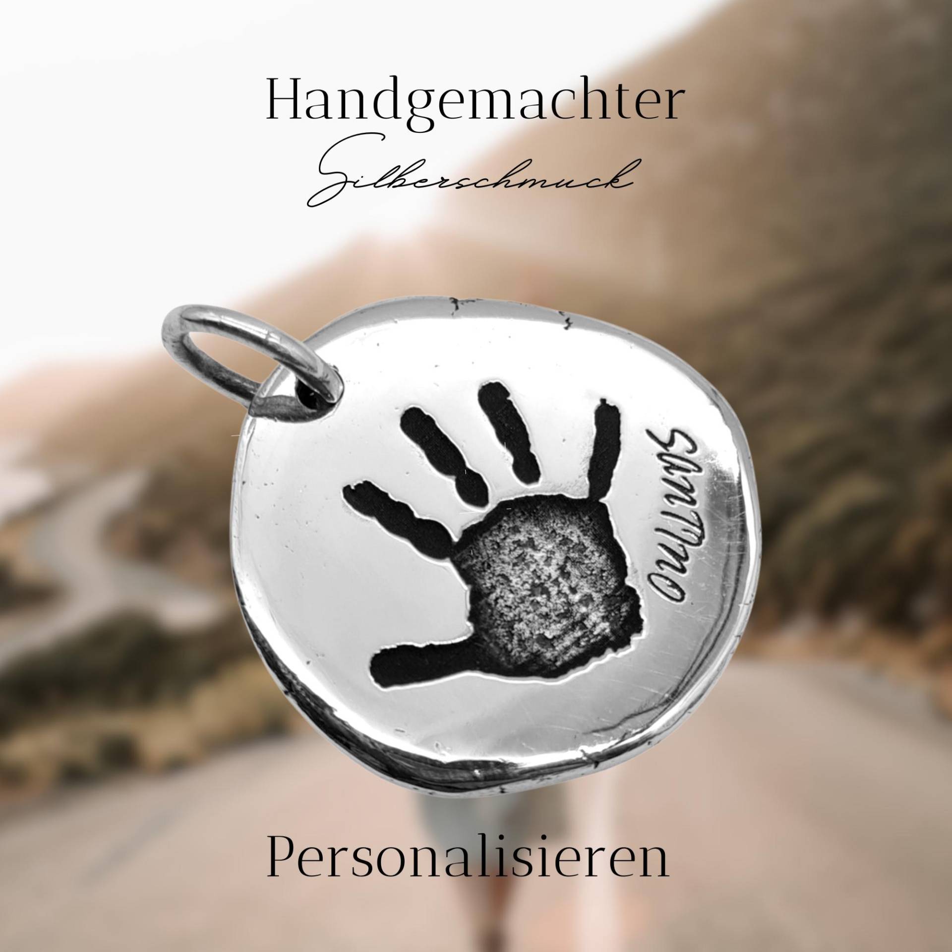 Handabdruck Personalisiere Dein Anhänger Aus 925 Silber. Fußabdruck Pfote Tiefengravur Geschenk von Rockerschmuck666