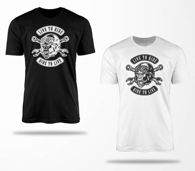 Biker T-Shirts B0018 Motorrad T-Shirt Für Geschenke Motorradfahrer Chopper Bobber Oldschool Benzin Im Blut Bis 5xl Schwarz & Weiß von RocketshirtsShop