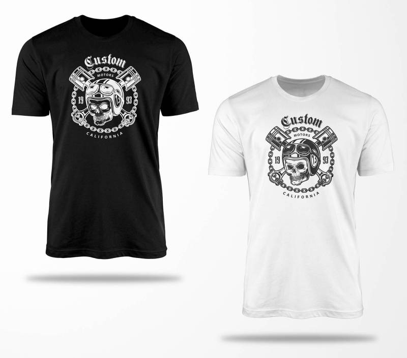 Biker T-Shirts B0023 Motorrad T-Shirt Für Geschenke Motorradfahrer Chopper Bobber Oldschool Benzin Im Blut Bis 5xl Schwarz & Weiß von RocketshirtsShop