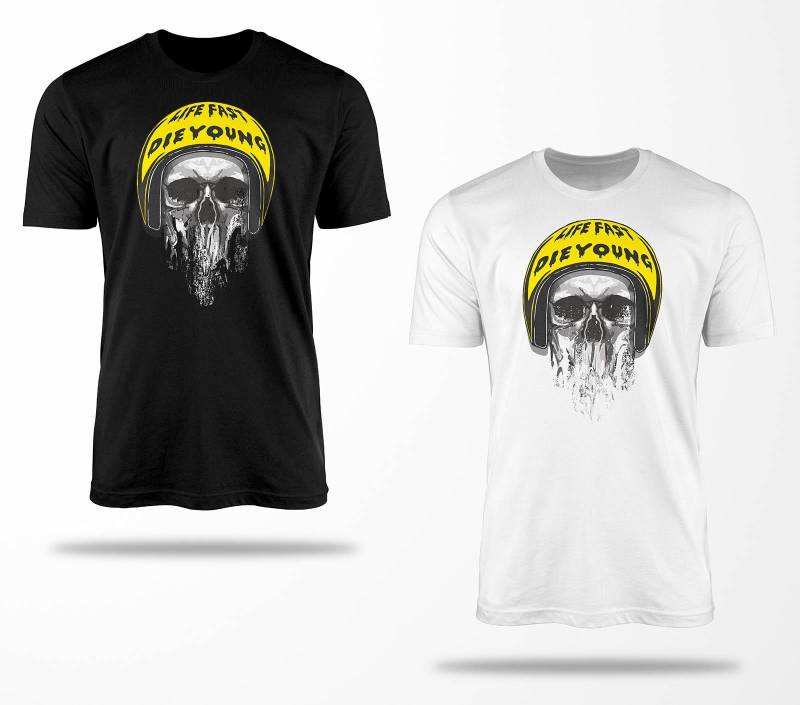 Biker T-Shirts B0029 Motorrad T-Shirt Für Geschenke Motorradfahrer Chopper Bobber Oldschool Benzin Im Blut Bis 5xl Schwarz & Weiß von RocketshirtsShop