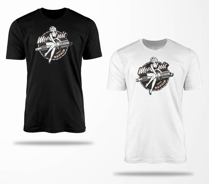 Biker T-Shirts B0033 Motorrad T-Shirt Für Geschenke Motorradfahrer Chopper Bobber Oldschool Benzin Im Blut Bis 5xl Schwarz & Weiß von RocketshirtsShop