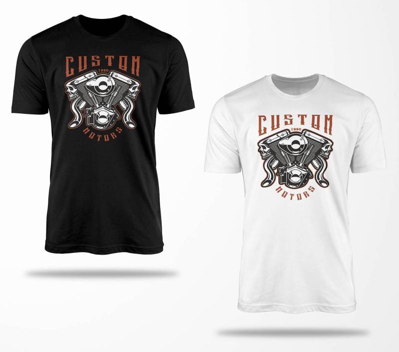 Biker T-Shirts B0035 Motorrad T-Shirt Für Geschenke Motorradfahrer Chopper Bobber Oldschool Benzin Im Blut Bis 5xl Schwarz & Weiß von RocketshirtsShop