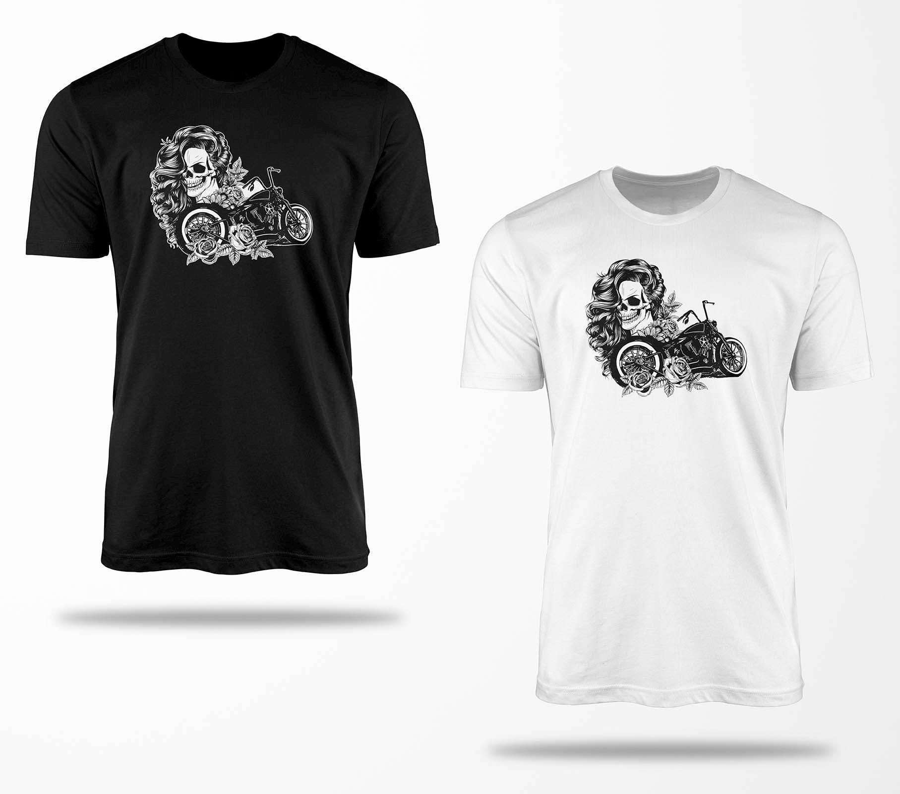 Biker T-Shirts B0038 Motorrad T-Shirt Für Geschenke Motorradfahrer Chopper Bobber Oldschool Benzin Im Blut Bis 5xl Schwarz & Weiß von RocketshirtsShop