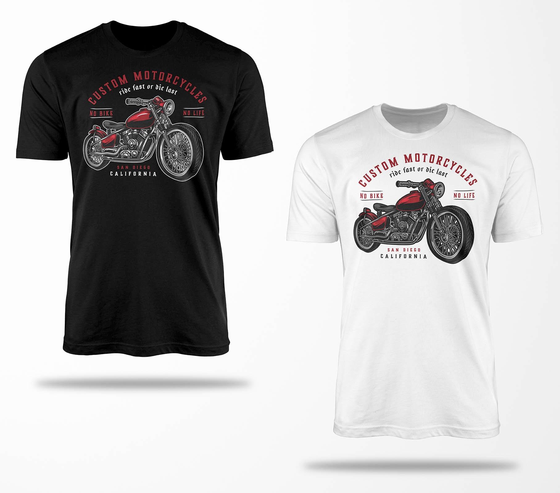 Biker T-Shirts B0047 Motorrad T-Shirt Für Geschenke Motorradfahrer Chopper Bobber Oldschool Benzin Im Blut Bis 5xl Schwarz & Weiß von RocketshirtsShop