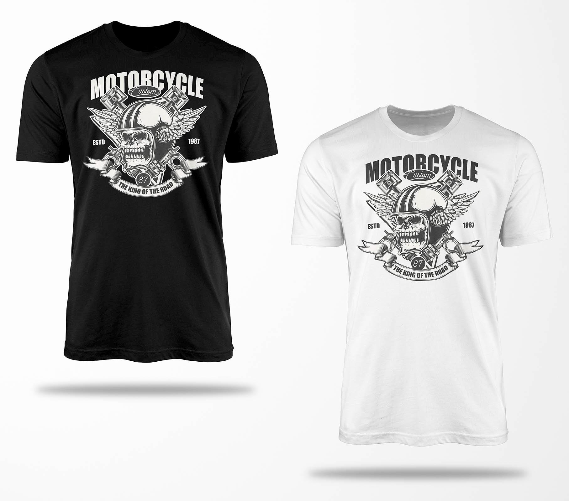 Biker T-Shirts B0053 Motorrad T-Shirt Für Geschenke Motorradfahrer Chopper Bobber Oldschool Benzin Im Blut Bis 5xl Schwarz & Weiß von RocketshirtsShop