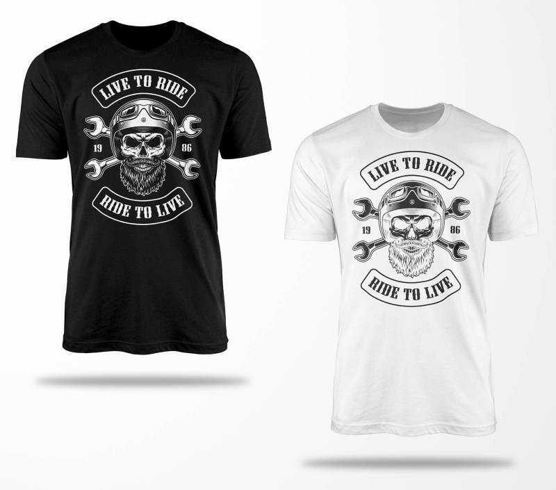 Biker T-Shirts B0062 Motorrad T-Shirt Für Geschenke Motorradfahrer Chopper Bobber Oldschool Benzin Im Blut Bis 5xl Schwarz & Weiß von RocketshirtsShop
