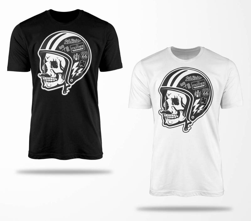 Biker T-Shirts B0070 Motorrad T-Shirt Für Geschenke Motorradfahrer Chopper Bobber Oldschool Benzin Im Blut Bis 5xl Schwarz & Weiß von RocketshirtsShop