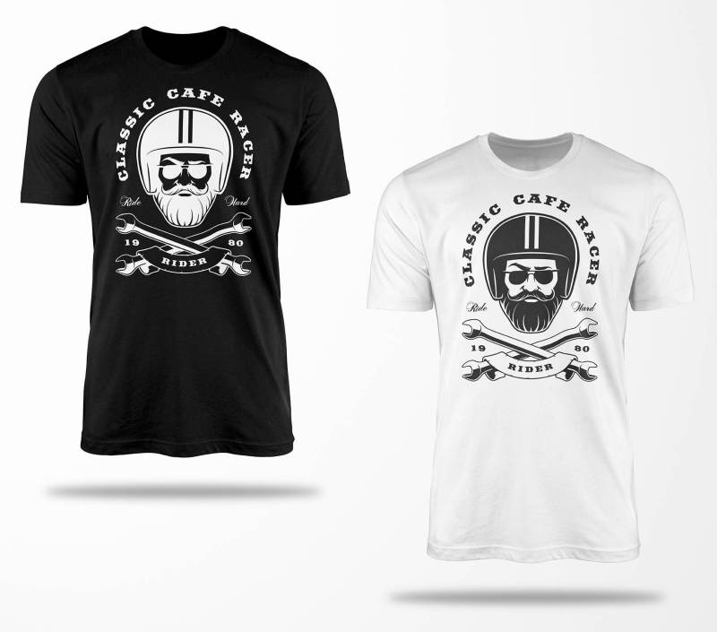 Biker T-Shirts B0078 Motorrad T-Shirt Für Geschenke Motorradfahrer Chopper Bobber Oldschool Benzin Im Blut Bis 5xl Schwarz & Weiß von RocketshirtsShop