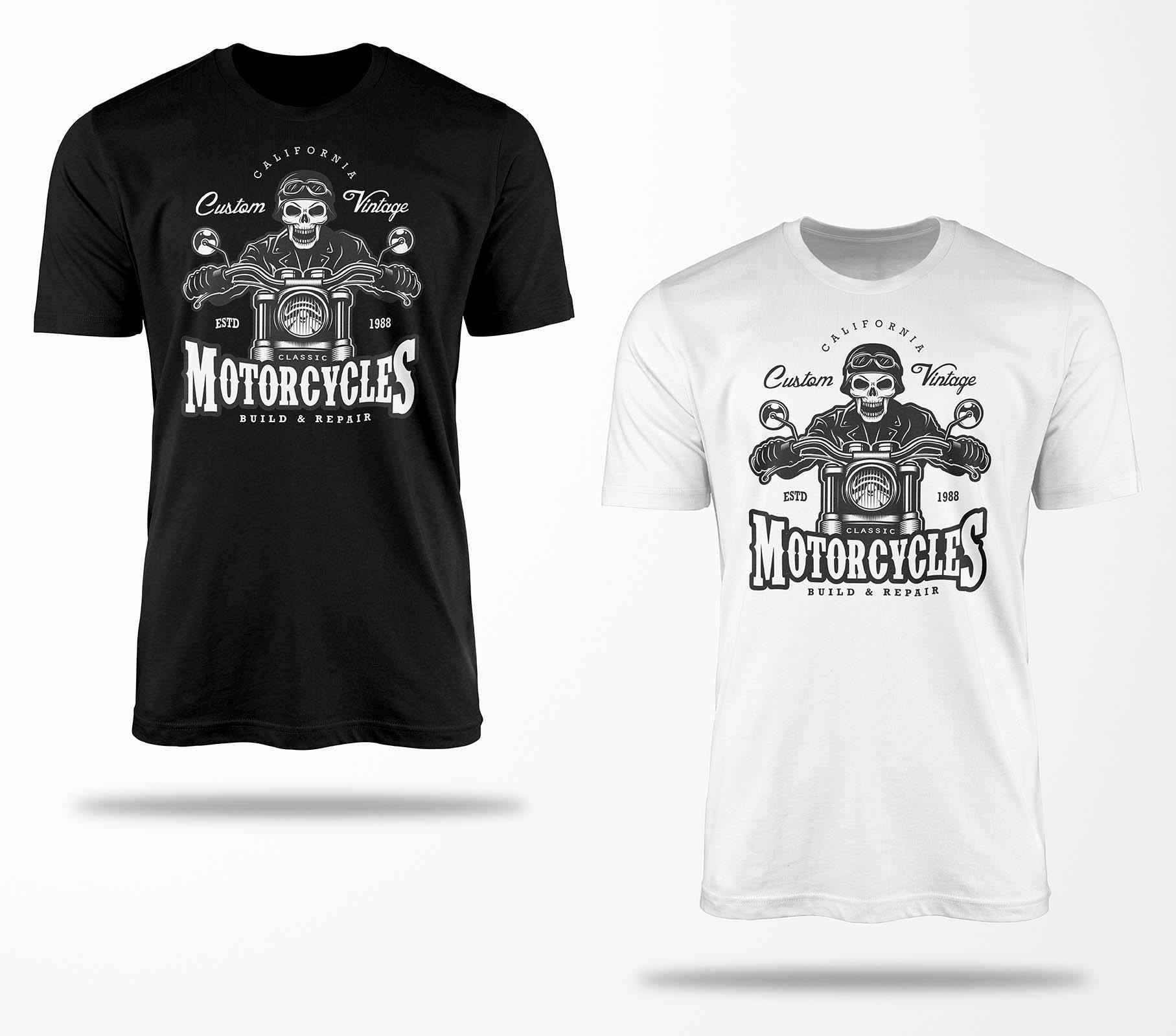 Biker T-Shirts B0079 Motorrad T-Shirt Für Geschenke Motorradfahrer Chopper Bobber Oldschool Benzin Im Blut Bis 5xl Schwarz & Weiß von RocketshirtsShop