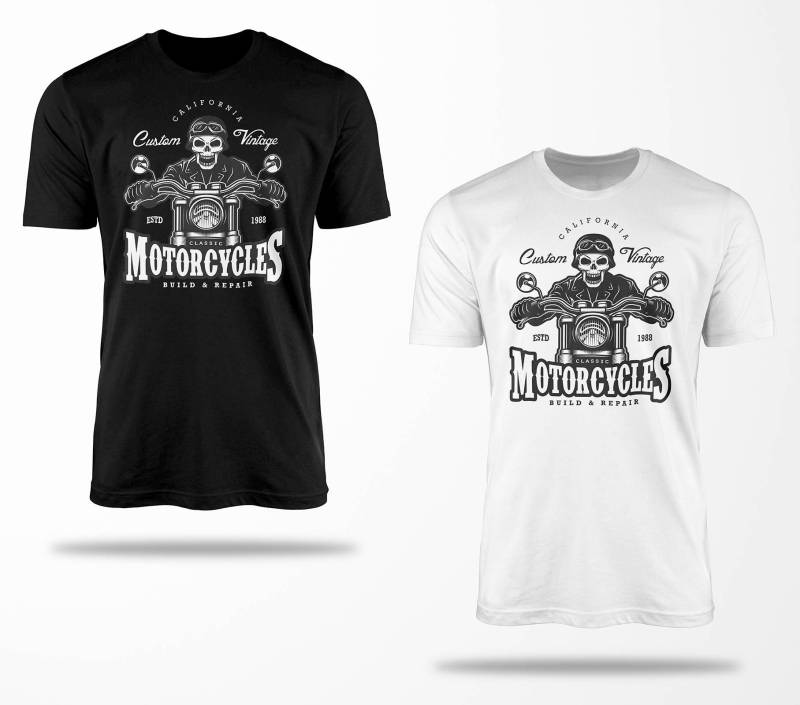 Biker T-Shirts B0079 Motorrad T-Shirt Für Geschenke Motorradfahrer Chopper Bobber Oldschool Benzin Im Blut Bis 5xl Schwarz & Weiß von RocketshirtsShop