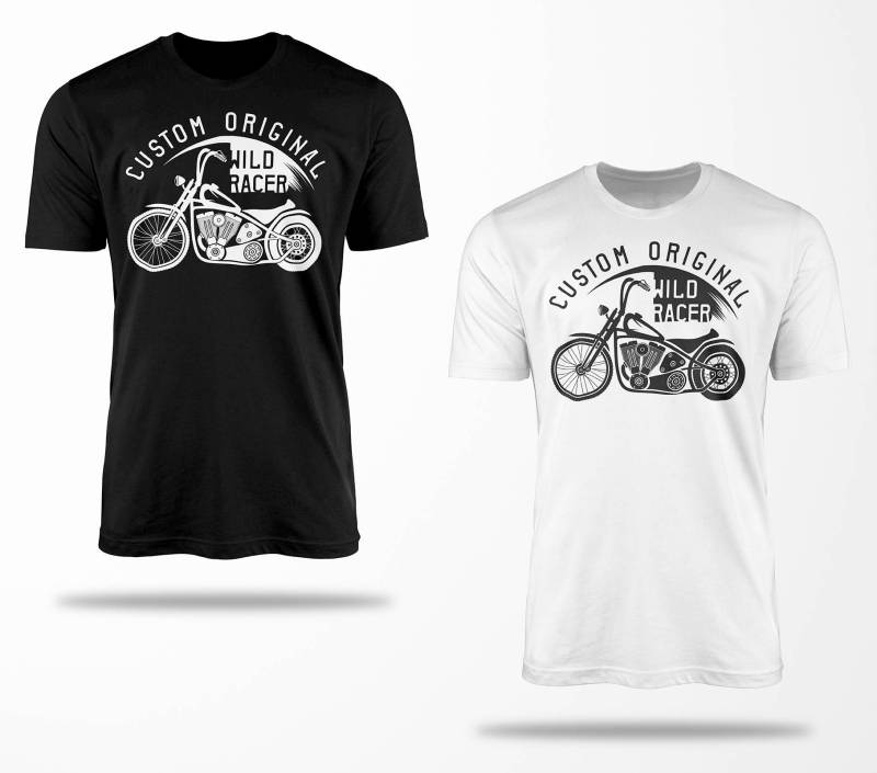 Biker T-Shirts B0083 Motorrad T-Shirt Für Geschenke Motorradfahrer Chopper Bobber Oldschool Benzin Im Blut Bis 5xl Schwarz & Weiß von RocketshirtsShop