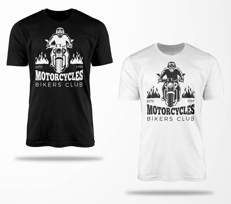 Biker T-Shirts B0089 Motorrad T-Shirt Für Geschenke Motorradfahrer Chopper Bobber Oldschool Benzin Im Blut Bis 5xl Schwarz &amp; Weiß von RocketshirtsShop