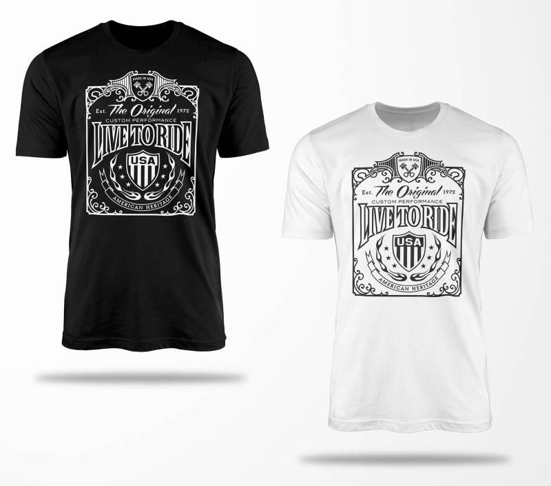 Biker T-Shirts B0095 Motorrad T-Shirt Für Geschenke Motorradfahrer Chopper Bobber Oldschool Benzin Im Blut Bis 5xl Schwarz & Weiß von RocketshirtsShop