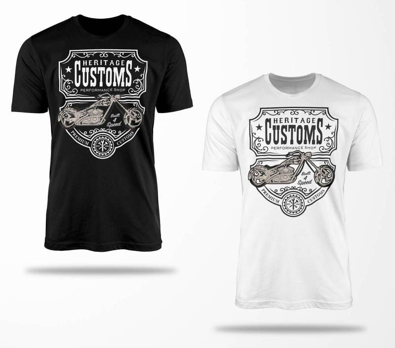Biker T-Shirts B0096 Motorrad T-Shirt Für Geschenke Motorradfahrer Chopper Bobber Oldschool Benzin Im Blut Bis 5xl Schwarz & Weiß von RocketshirtsShop