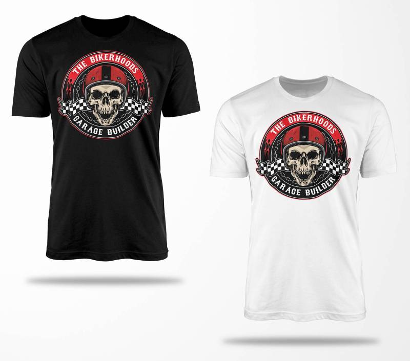 Biker T-Shirts B0099 Motorrad T-Shirt Für Geschenke Motorradfahrer Chopper Bobber Oldschool Benzin Im Blut Bis 5xl Schwarz & Weiß von RocketshirtsShop