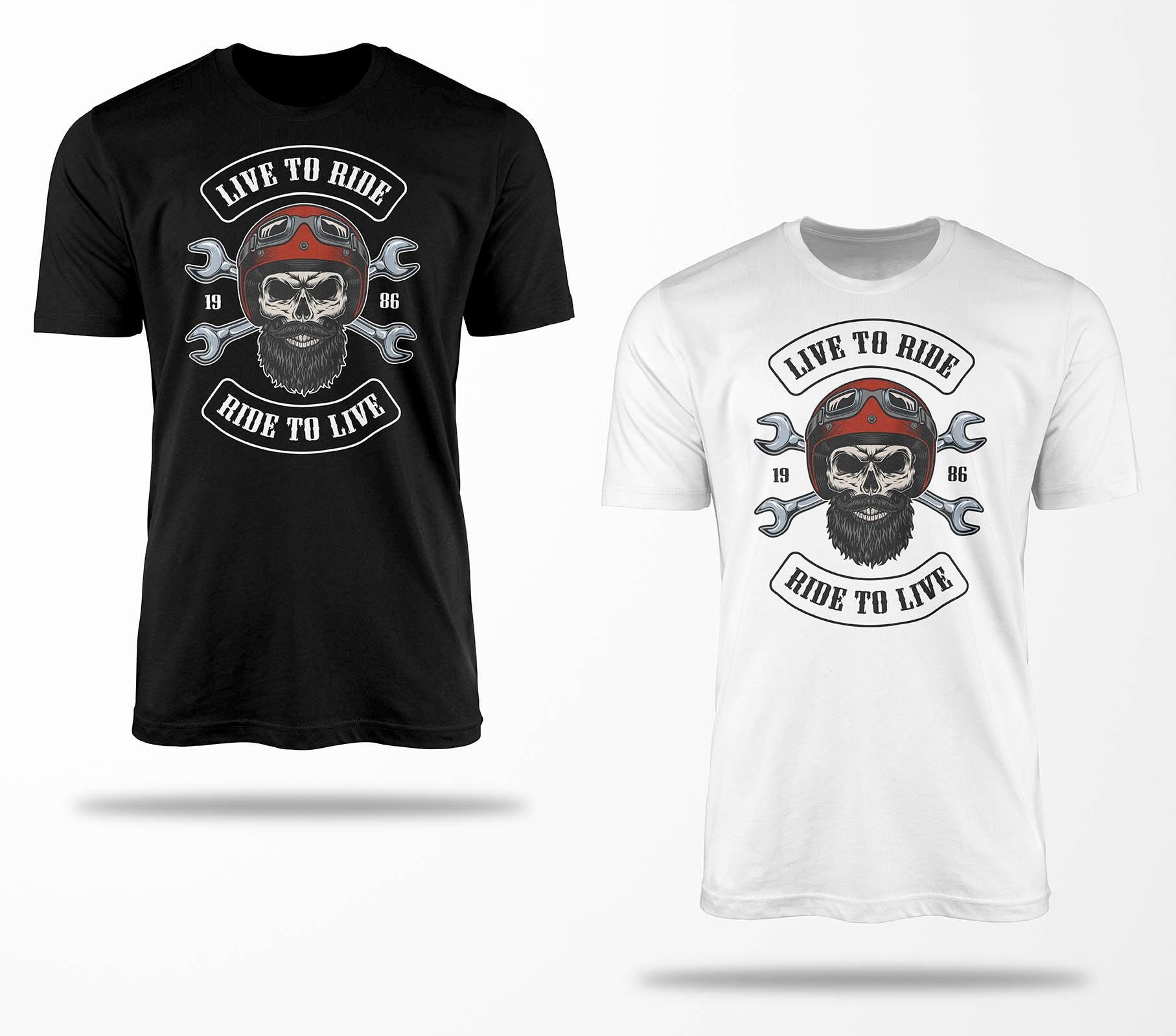 Biker T-Shirts B0130 Motorrad T-Shirt Für Geschenke Motorradfahrer Chopper Bobber Oldschool Benzin Im Blut Bis 5xl Schwarz & Weiß von RocketshirtsShop