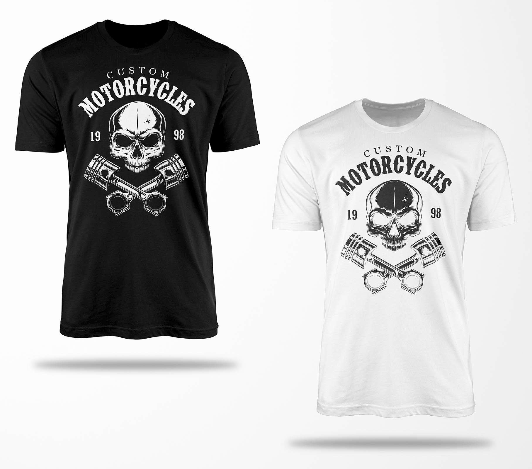 Biker T-Shirts B0134 Motorrad T-Shirt Für Geschenke Motorradfahrer Chopper Bobber Oldschool Benzin Im Blut Bis 5xl Schwarz & Weiß von RocketshirtsShop