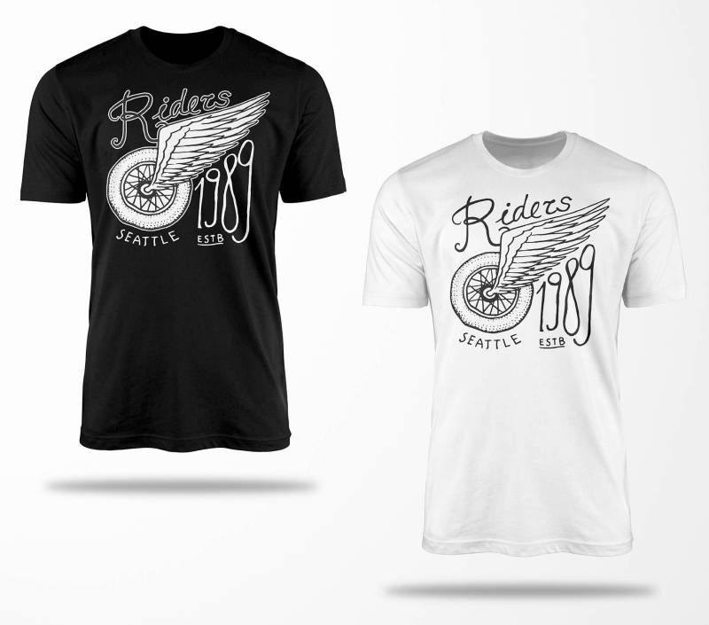 Biker T-Shirts B0138 Motorrad T-Shirt Für Geschenke Motorradfahrer Chopper Bobber Oldschool Benzin Im Blut Bis 5xl Schwarz & Weiß von RocketshirtsShop
