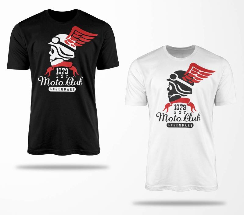 Biker T-Shirts B0155 Motorrad T-Shirt Für Geschenke Motorradfahrer Chopper Bobber Oldschool Benzin Im Blut Bis 5xl Schwarz & Weiß von RocketshirtsShop