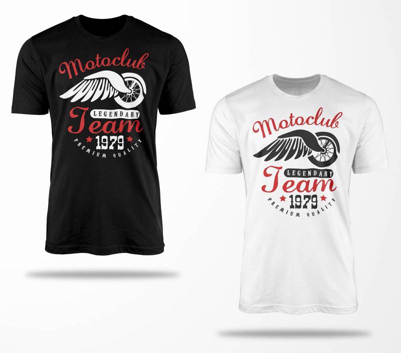 Biker T-Shirts B0158 Motorrad T-Shirt Für Geschenke Motorradfahrer Chopper Bobber Oldschool Benzin Im Blut Bis 5xl Schwarz & Weiß von RocketshirtsShop